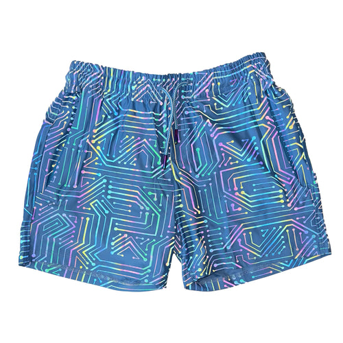 Blue Circuit Weekender 4 inch inseam Flash Reflective Shorts with Zippered Pockets