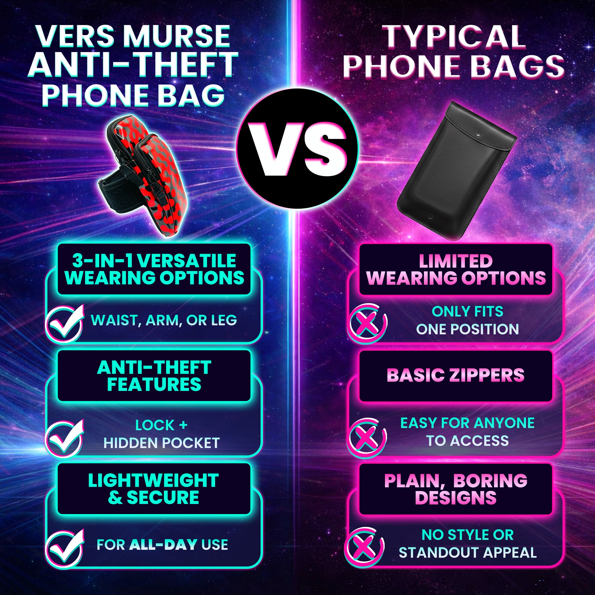 Anti-Theft Phone Bag - The RED Vers Murse Collection