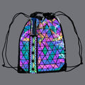 Flash Reflective Clear Drawstring Festival Bag w/ Fan Holster