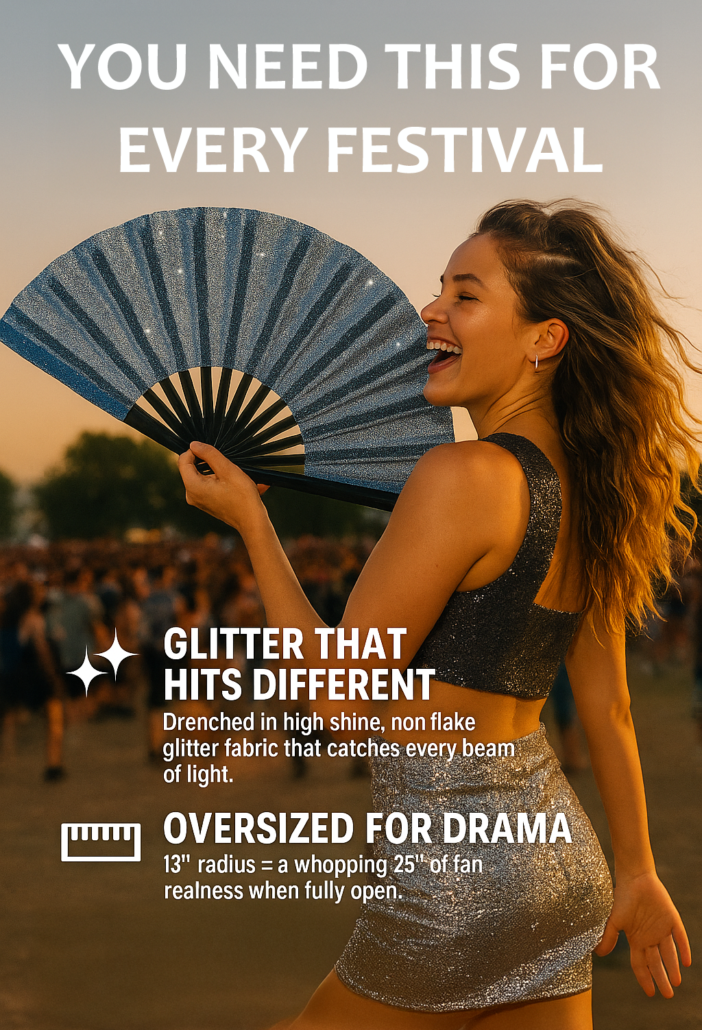 NEW Glitter Fans with Matching Fan Holsters