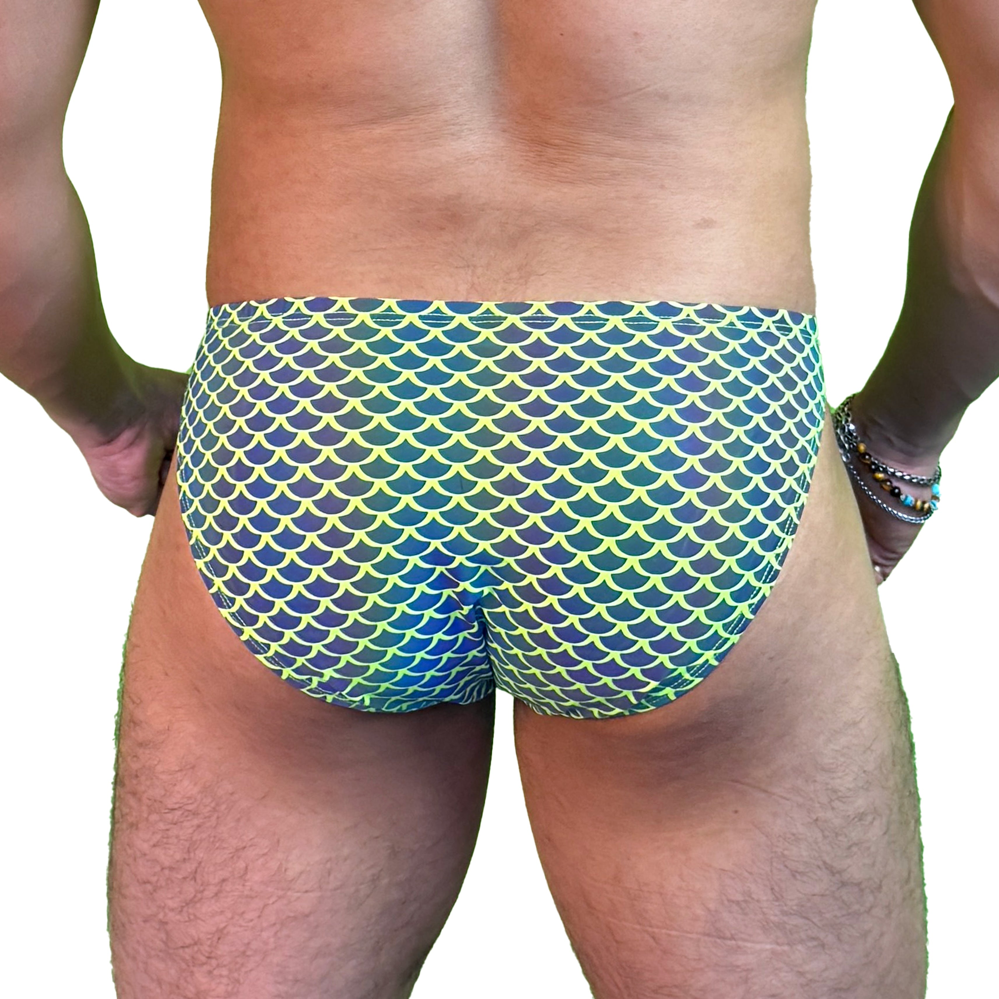 Party Bottoms - UV Green Mermaid Bikini Cut Party & Swim Brief
