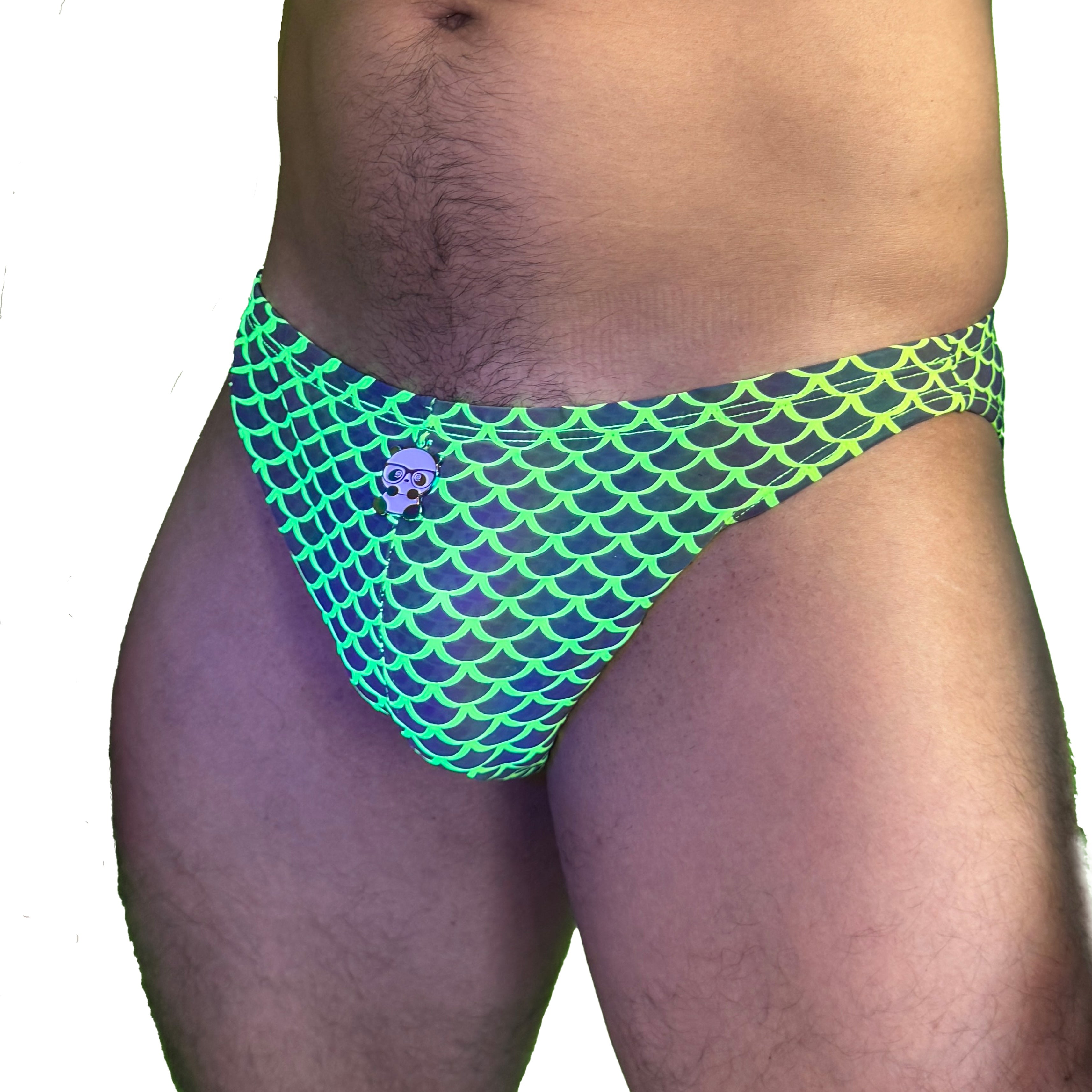 Party Bottoms - UV Green Mermaid Bikini Cut Party & Swim Brief