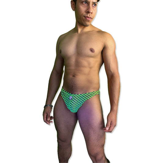 Party Bottoms - UV Green Mermaid Bikini Cut Party & Swim Brief