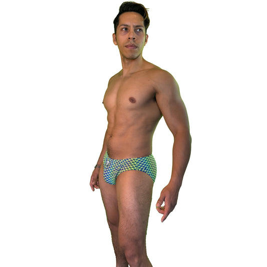 Party Bottoms - UV Green Mermaid Classic Cut Party & Swim Brief