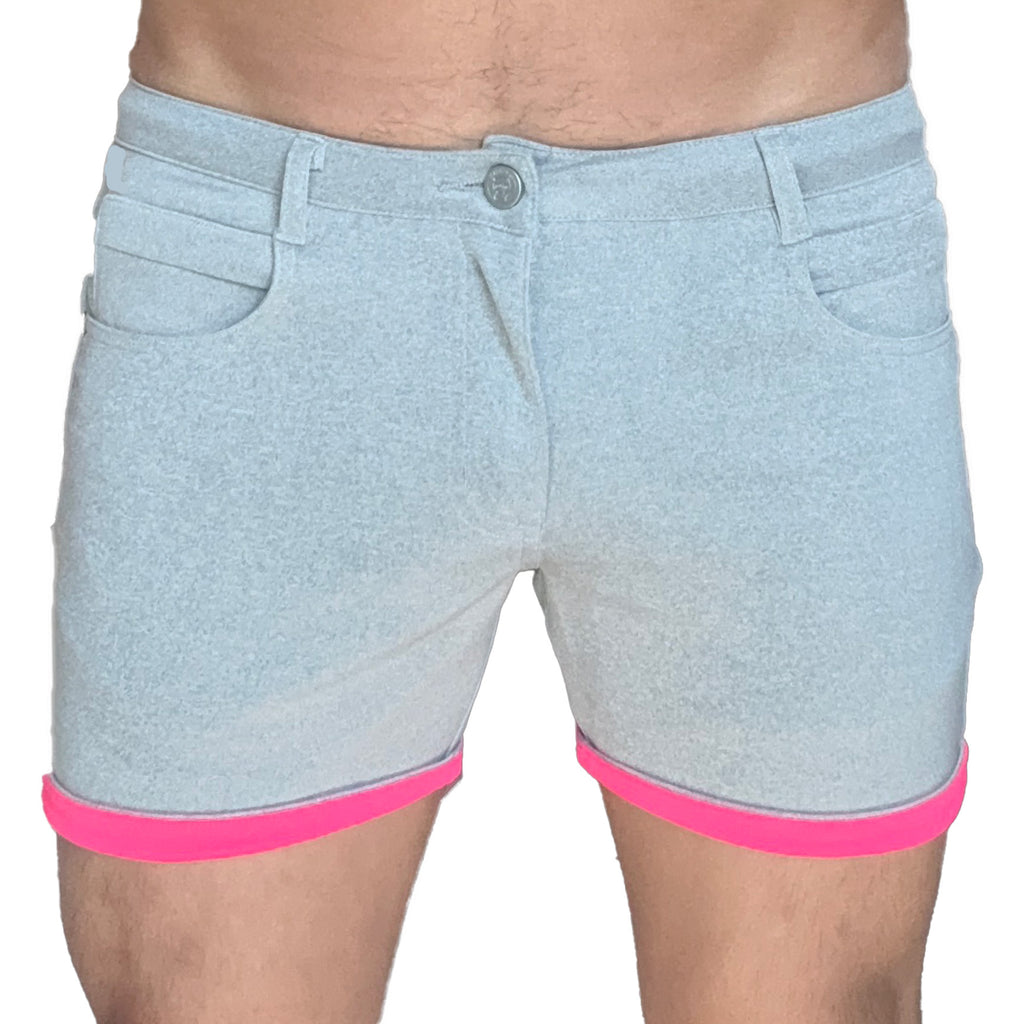 Light Grey-Hot Pink Huggers 5-in Inseam Shorts