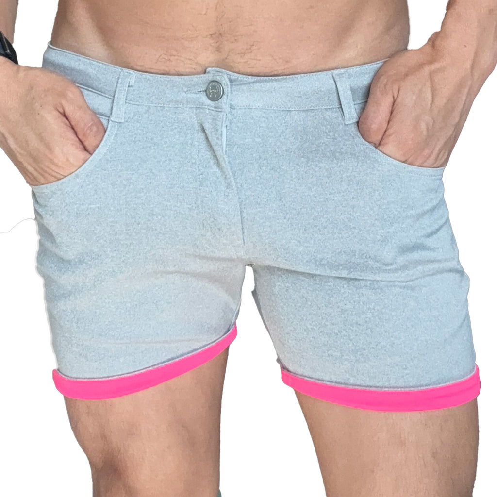 Light Grey-Hot Pink Huggers 5-in Inseam Shorts