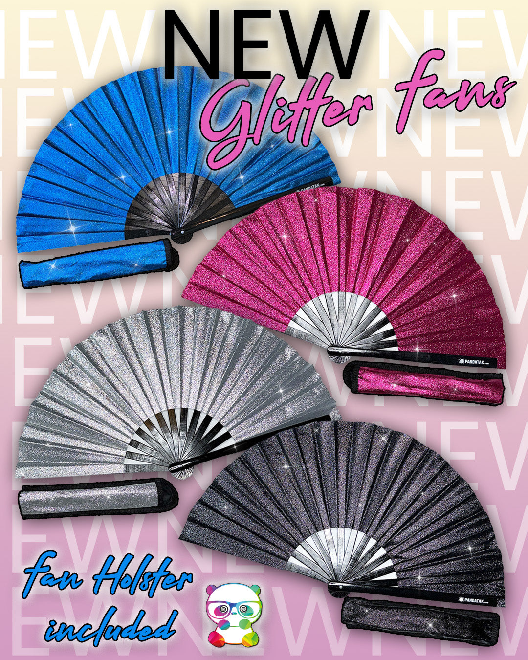 NEW Glitter Fans with Matching Fan Holsters