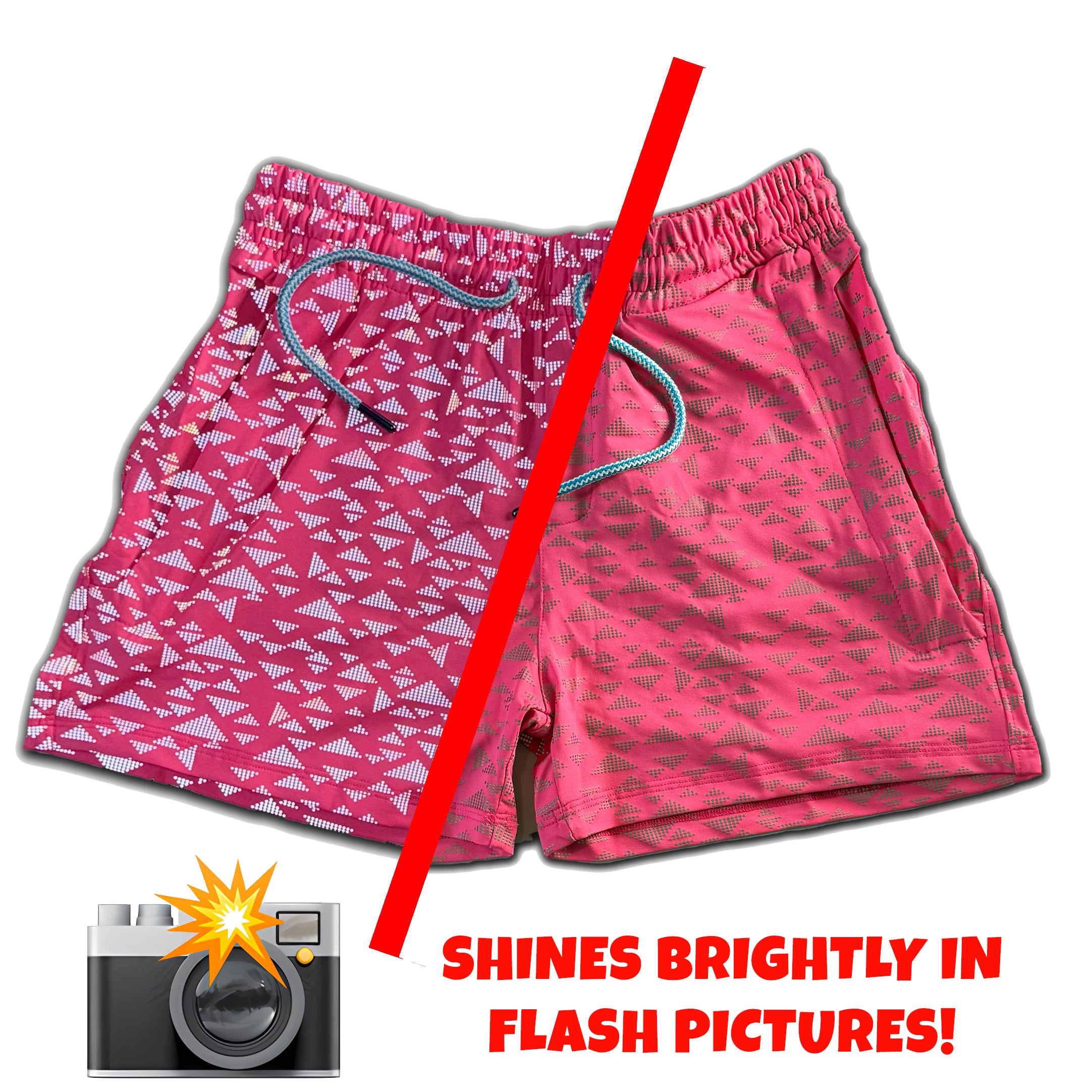 UV Pink Neon Flash Reflective Triangles Weekender Shorts