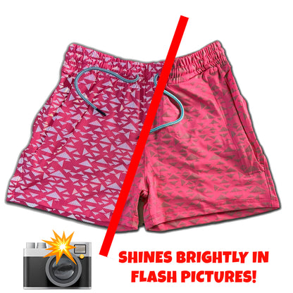 UV Pink Neon Flash Reflective Triangles Weekender Shorts
