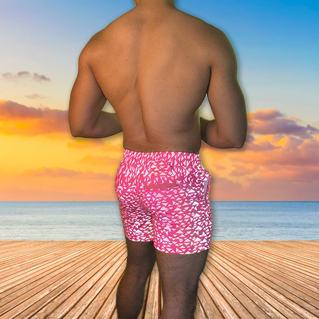 UV Pink Neon Flash Reflective Triangles Weekender Shorts