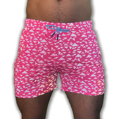 UV Pink Neon Flash Reflective Triangles Weekender Shorts