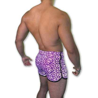 The "VPL" Party Shorts - Purple Flash Reflective Triangles