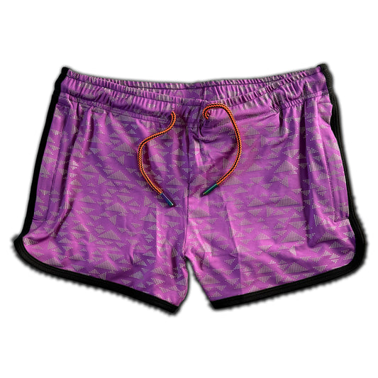 The "VPL" Party Shorts - Purple Flash Reflective Triangles