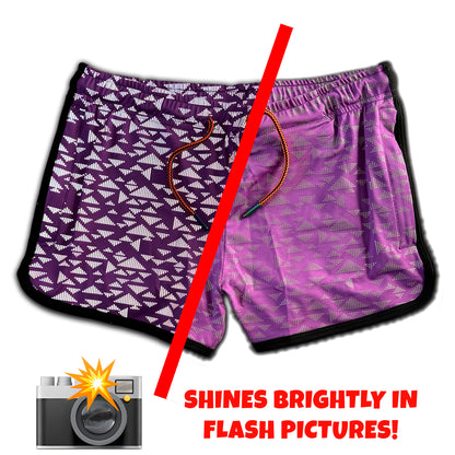 The "VPL" Party Shorts - Purple Flash Reflective Triangles